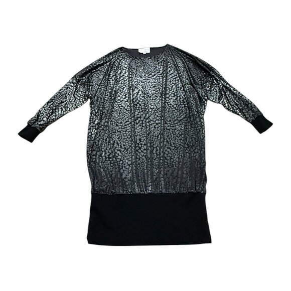 Women’s Y2K Periphery Too Black Silver Metallic Top Size S - Picture 1 of 5